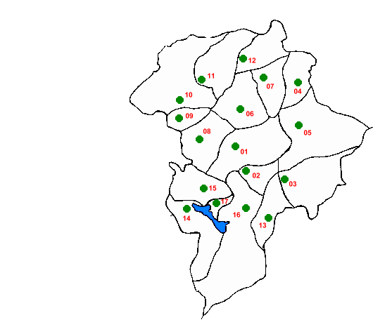 Mapa del departamento de Guatemala 1. Guatemala, 2. Santa Catarina Pinula, 3