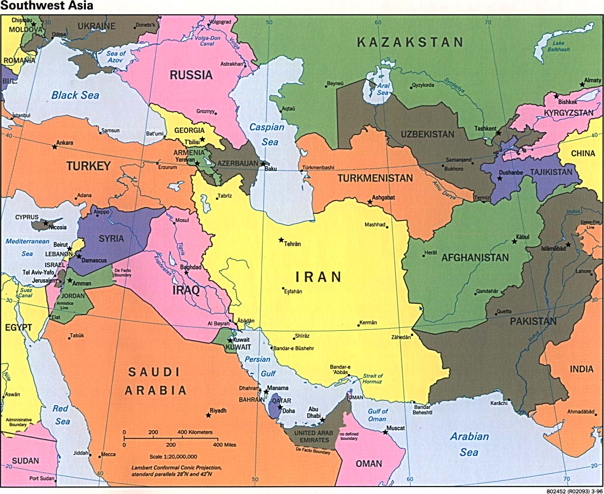 Map Of South And West Asia 92
