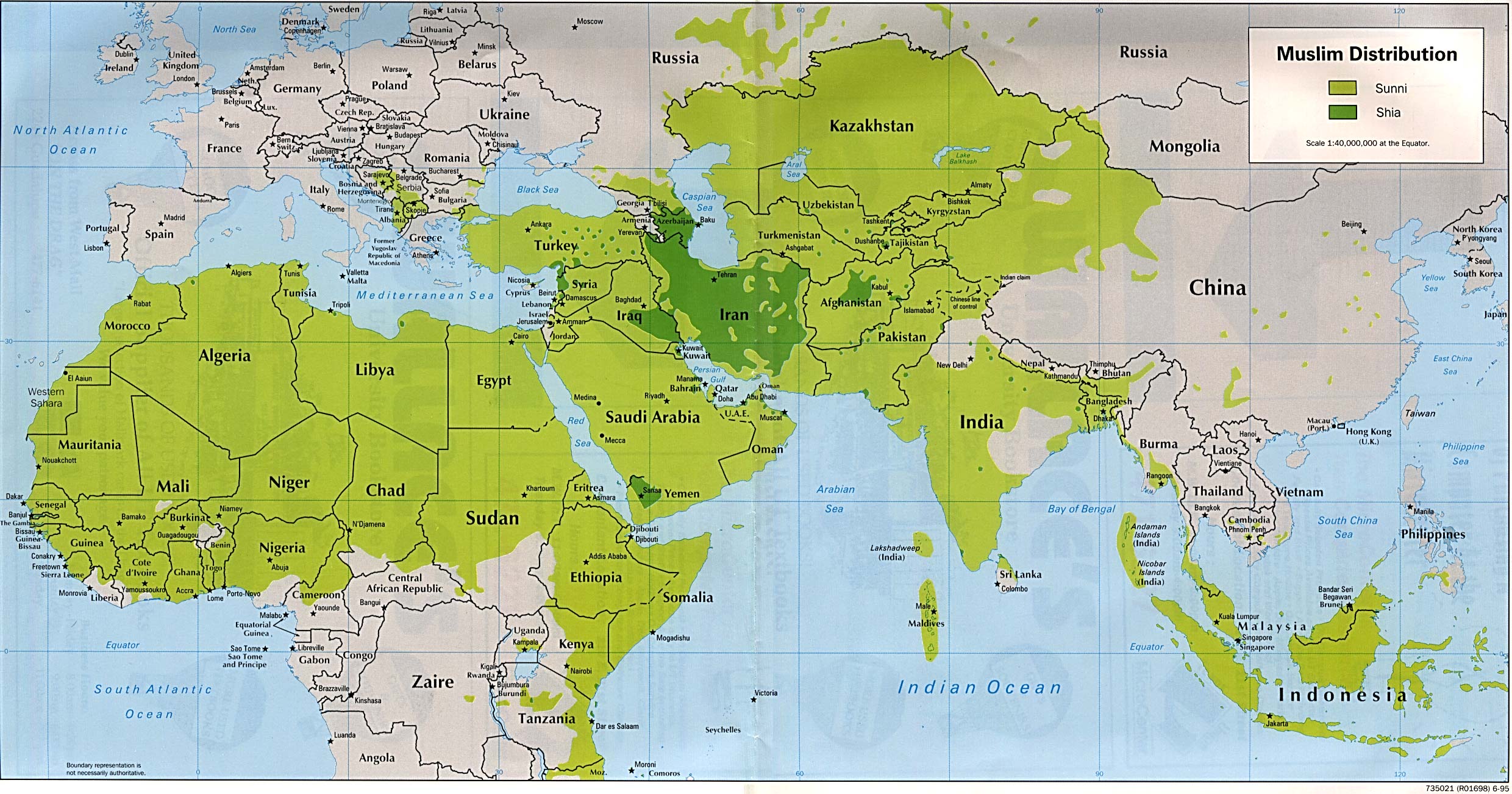 Sunni and Shiite Muslims in the World 1995 - Full size