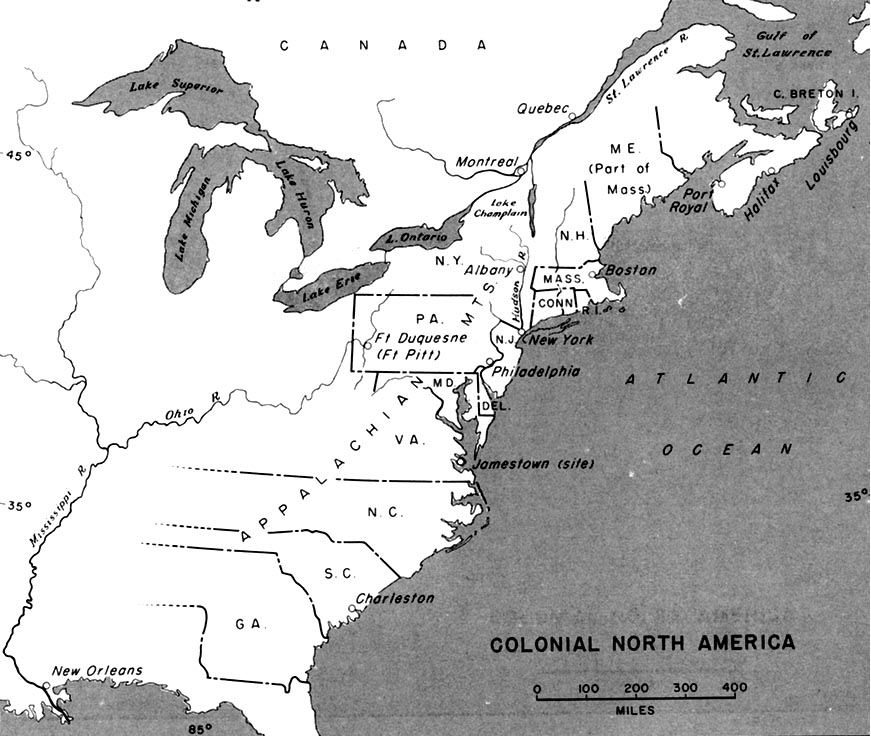 Map Of America. Colonial North America Map