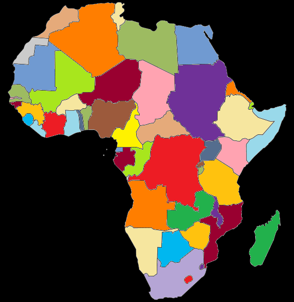 political map of africa. Colored political map of