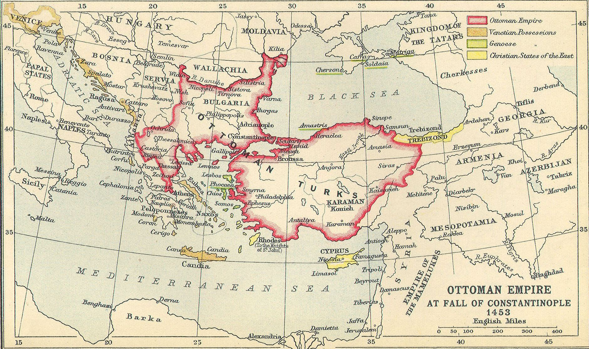 Imperio Otomano a la caída de Constantinopla 1453