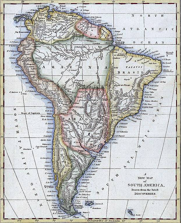 map of south american. Map of South America 1794