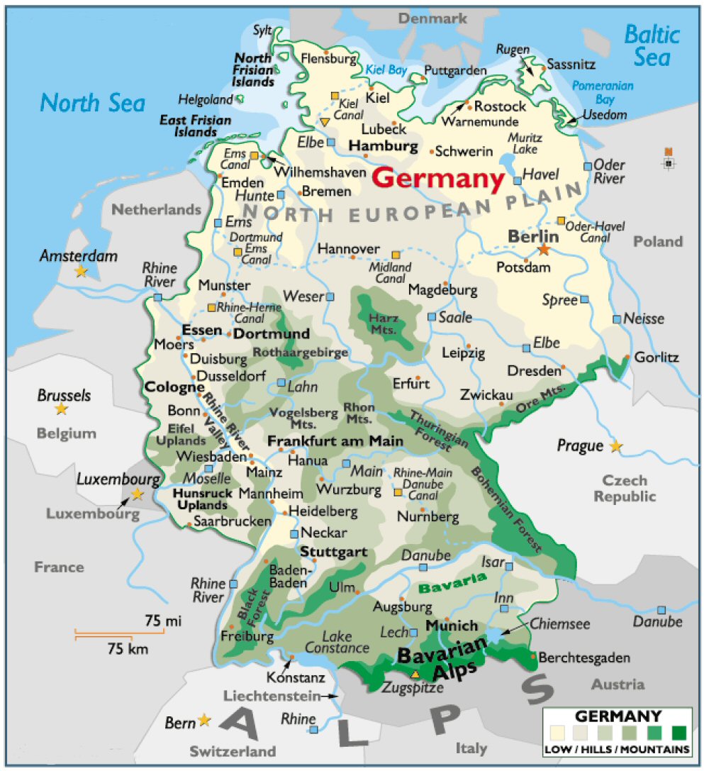 Mapa Físico de Alemania