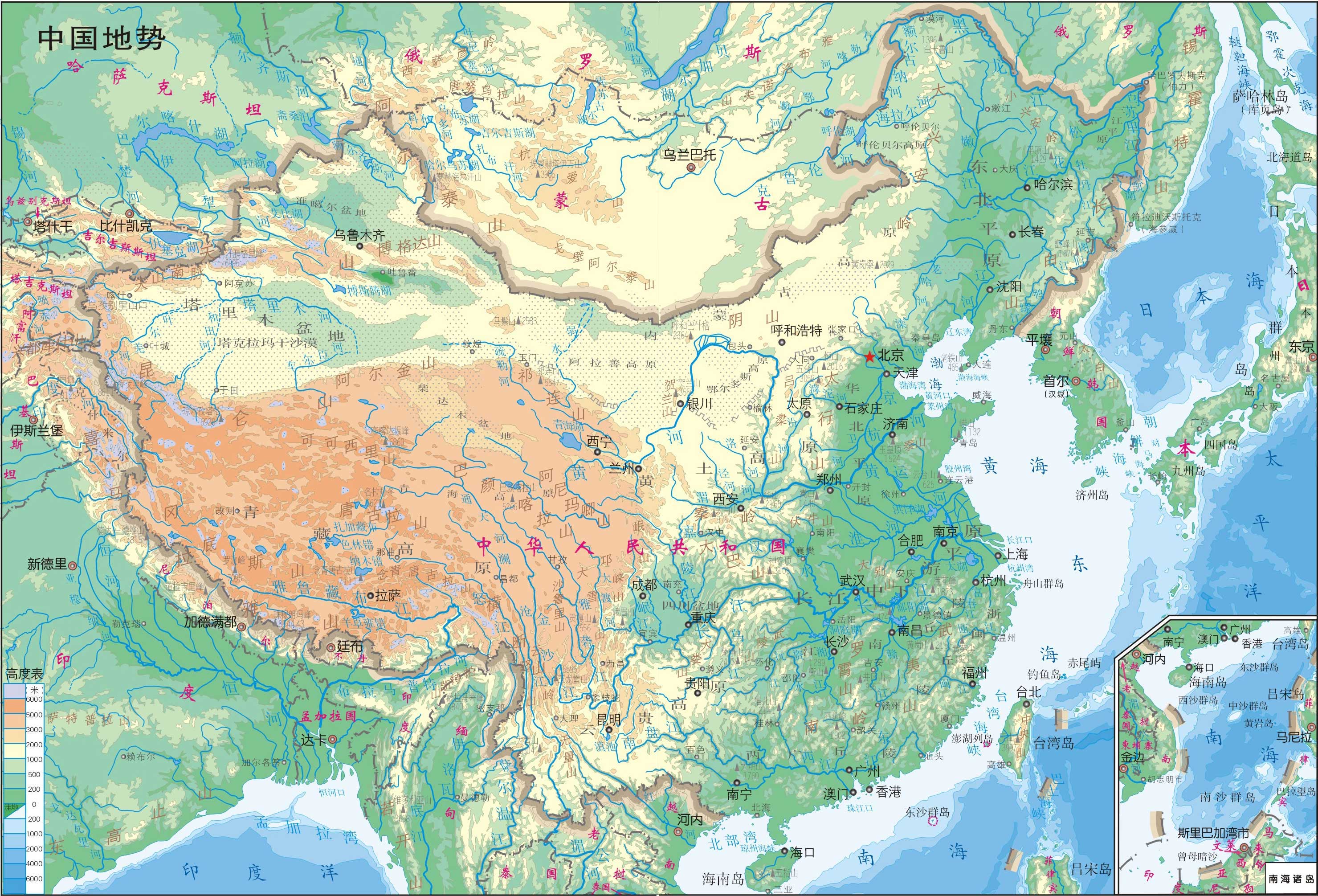 Mapa-fisico-de-China
