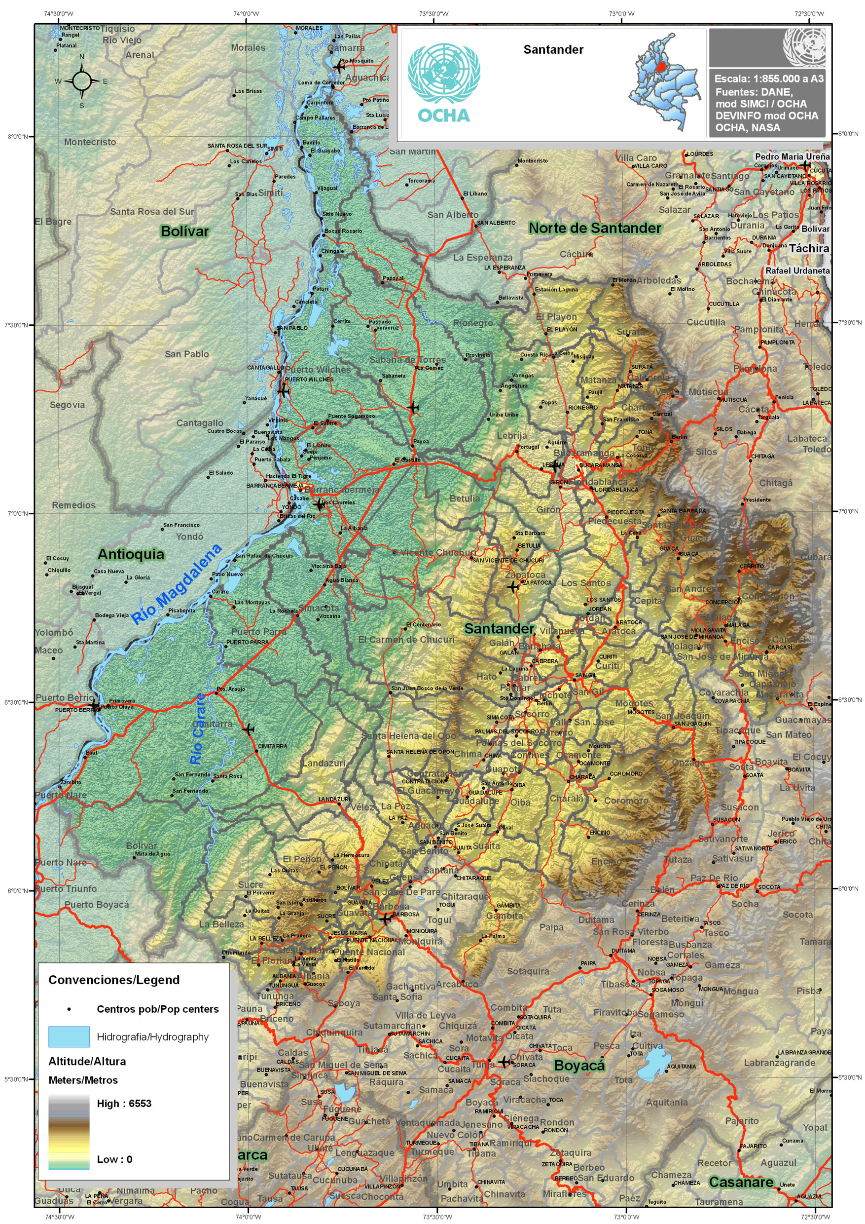 Santander Colombia Map