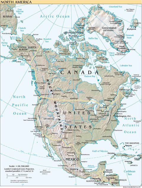 physical map of us and canada. time zone map usa and canada.