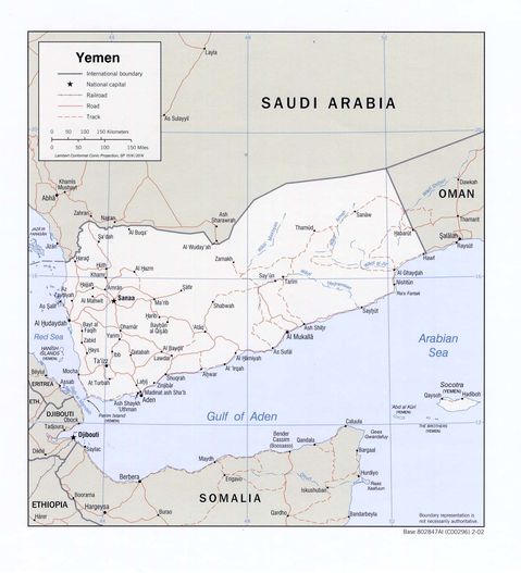 political map of yemen. Yemen Political Map 2002