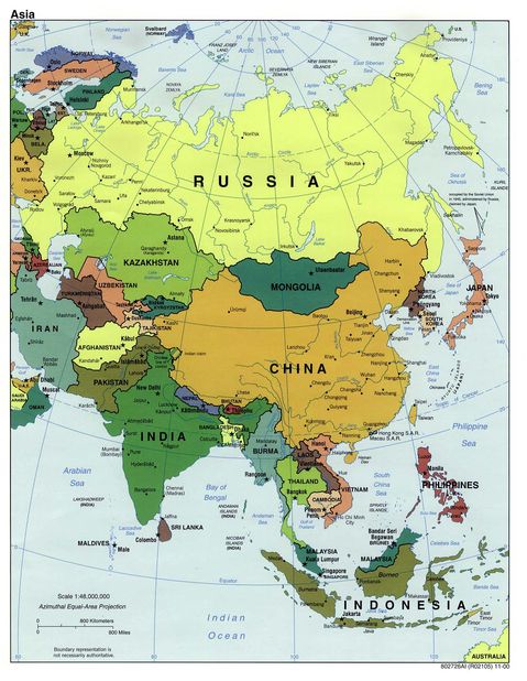 map of asia with capitals. maps asia, political