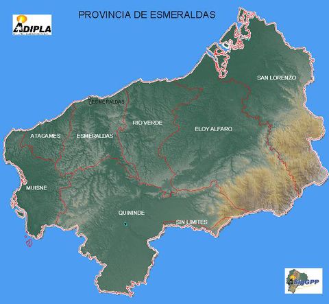 Mapa físico de Esmeraldas
