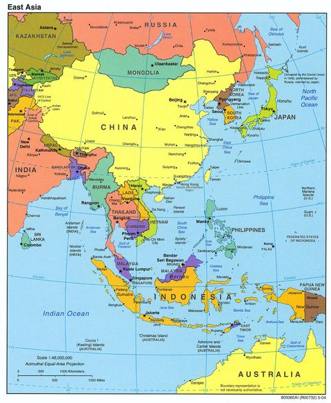 east asia map political. East Asia Political Map 2004