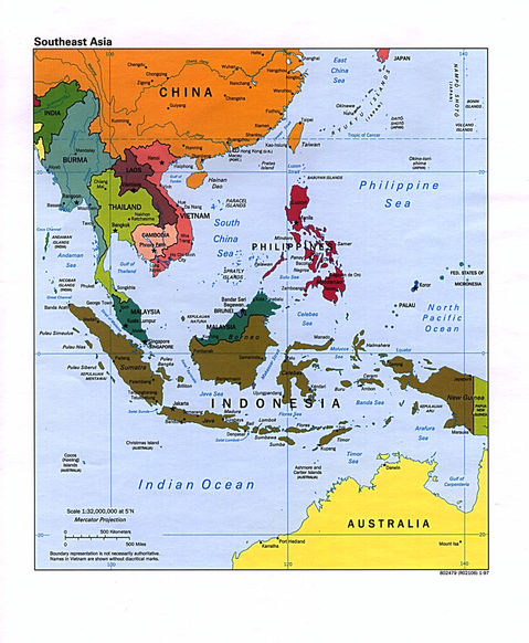 southeast asia map political. Southeast Asia Political Map 1997. See PDF Fortmat Source: U.S. Central Intelligence Agency