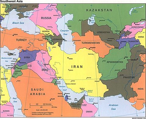 Political World  on Southwest Asia Political Map 1996