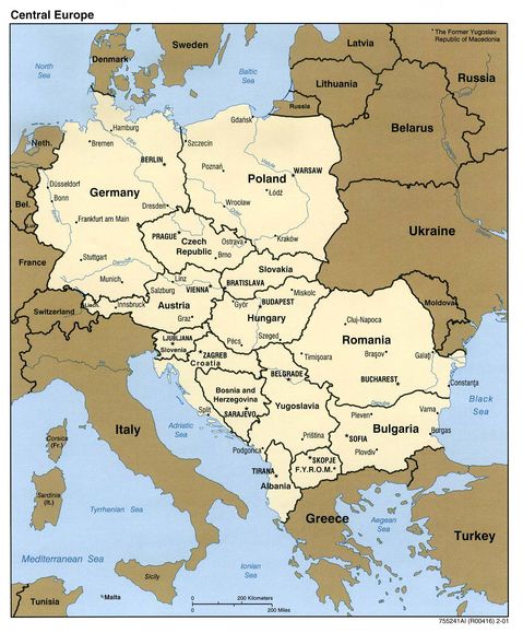 europe blank political map. Central Europe political map