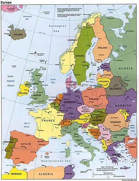 mapa de europa politico. Mapa Politico de Europa 1993
