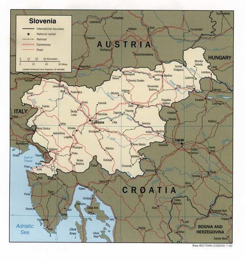 a map of slovenia. relief map of slovenia. climate map of slovenia. hair Map of Slovenia Map of