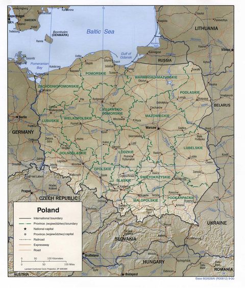 maps of poland. physical maps of poland.