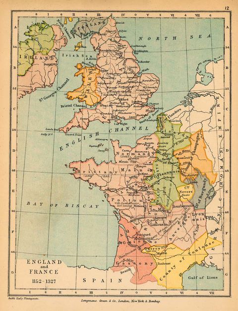 map of france and england. Map of England and France 1152