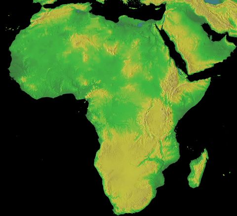 topography of africa. Topographical Map of Africa