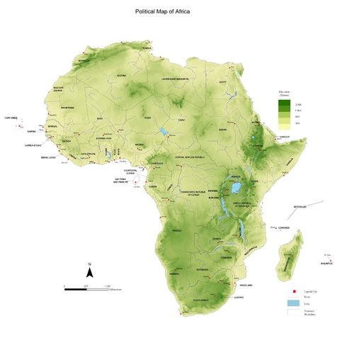 africa map political. Physical-political map of