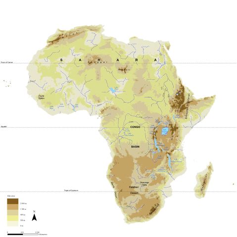 physical map of central african republic. Africa physical map