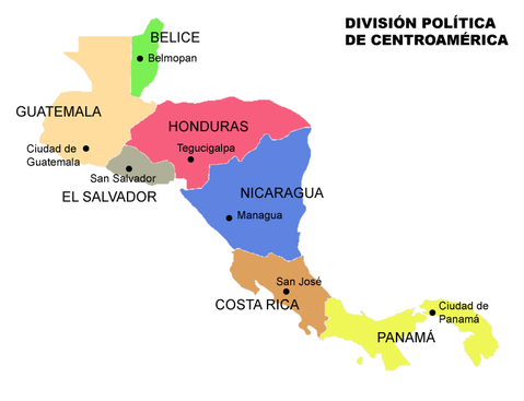 political maps of central america. Political division of Central