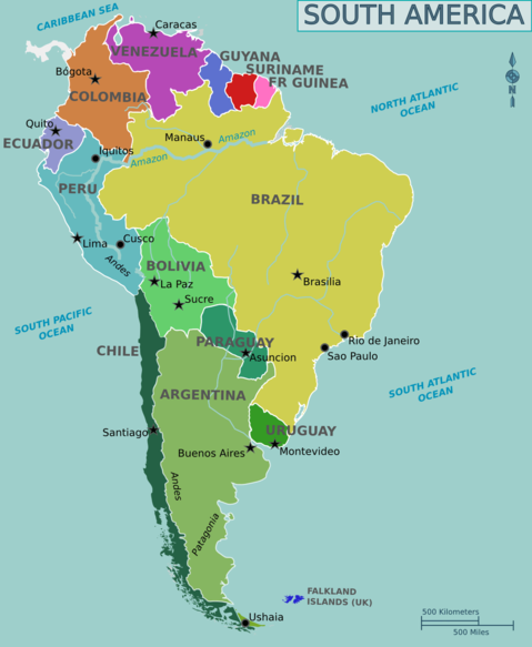 political map of europe and africa. South America Political Map