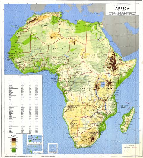Physical Map Of Africa. Africa physical map 1988
