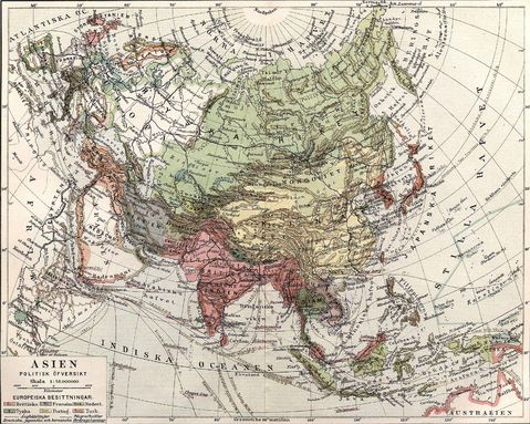Asia Political Map 1904 