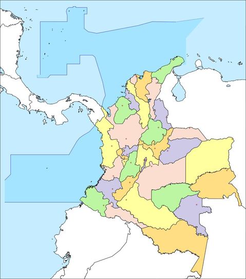 Mapa político mudo de Colombia 2008