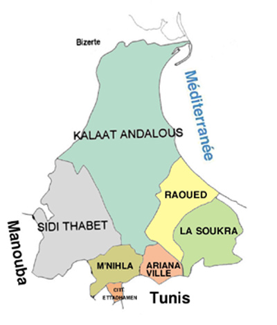 Ariana Governorate Map Tunisia From Agence de Promotion de l'Industrie