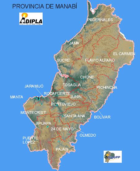 Mapa Provincia de Manabí, Ecuador