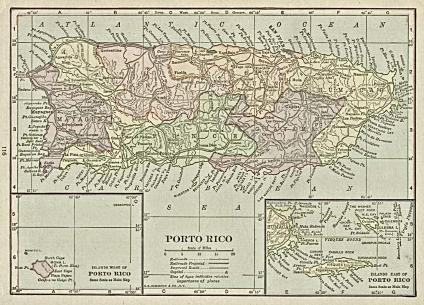 Map Of Puerto Rico With Major Cities. Porto (Puerto) Rico Map 1920