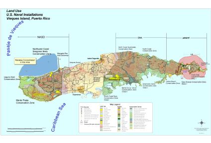 U.S. Naval Installations Map, Vieques Island, Puerto Rico