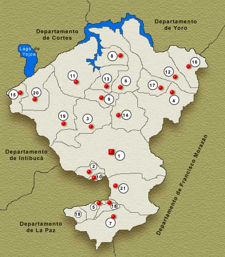 Mapa Departamento de Comayagua, Honduras