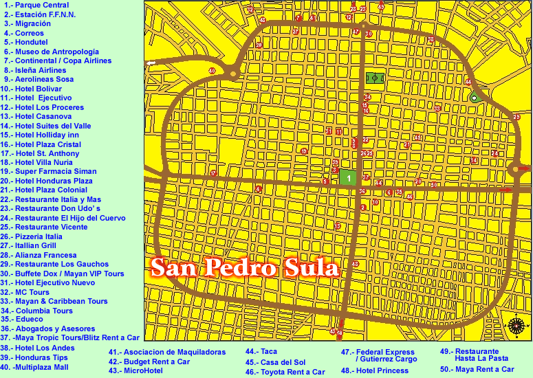 tegucigalpa honduras map. San Pedro Sula City Map,