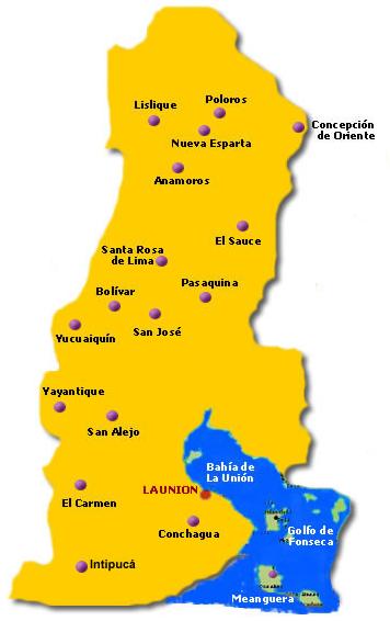 Mapa Departamento La Unión, El Salvador