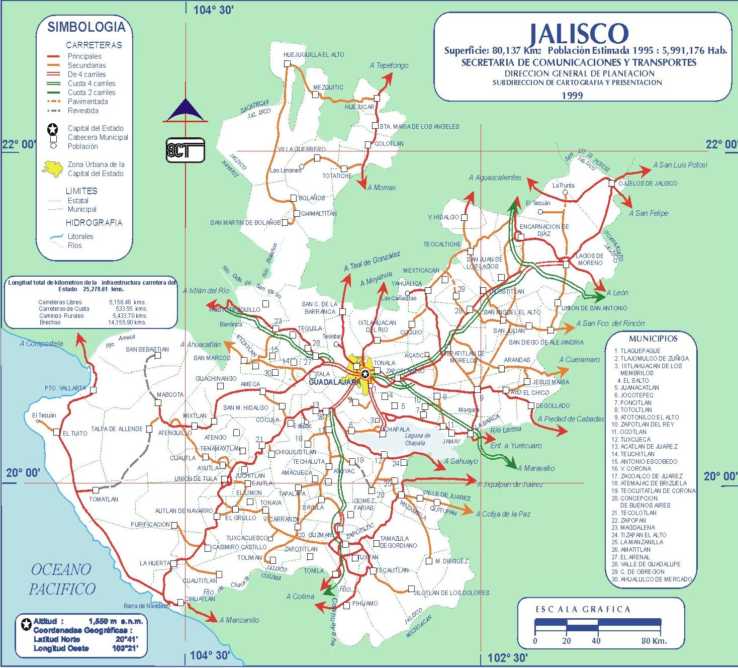 Map Jalisco Mexico